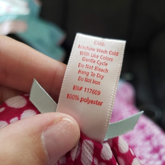 Downeast Basics Small Magenta Pink Chiffon Blouse White Polka Dot Button Up Top - Picture 4 of 9